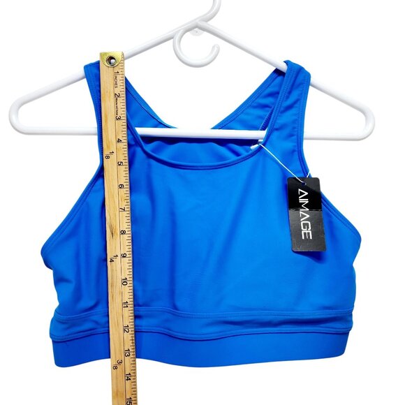 Womens Bright Blue Racerback Sports Bra Size  M Aimage Stretch  Supportive Fit - Picture 5 of 6